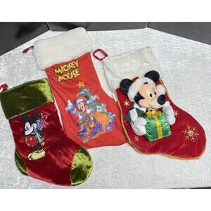 Lot Of 3 vintage Mickey Mouse Christmas stockings Disney EUC